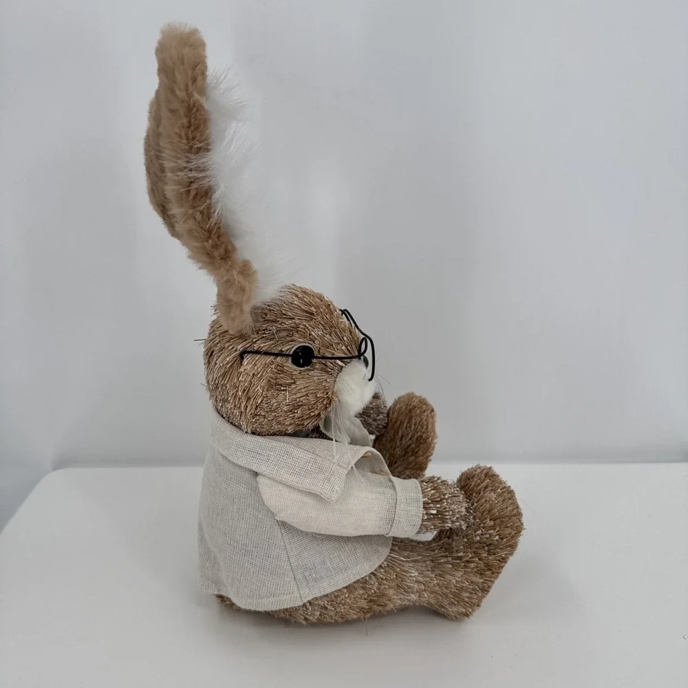 Vintage Pier 1 Sisal Straw Easter Bunny Set Of‎ 2 Dad (new) & Mom Spring Whimsy